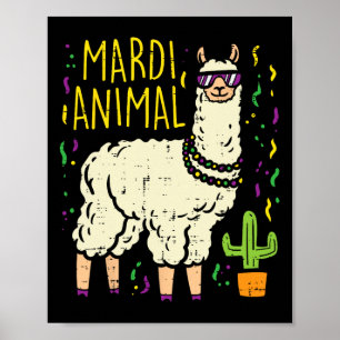 Mardi Gras Llama Party Animal Funny Alpaca Carniva Poster