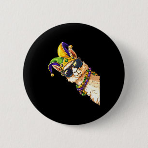 Mardi Gras Llama Sungles Funny Mardi Gras Costumes Button