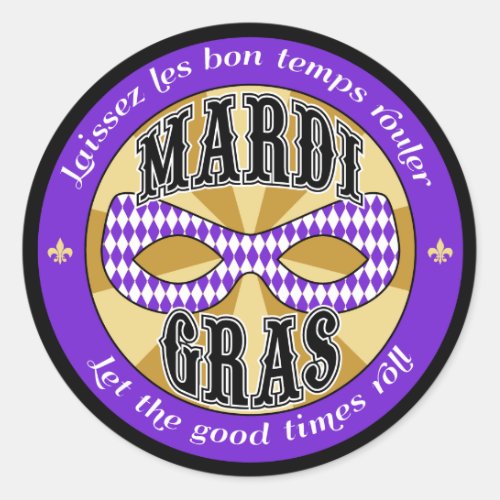 Mardi Gras Logo Classic Round Sticker