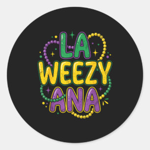 Mardi gras louisiana la weezy ana funny nola men classic round sticker