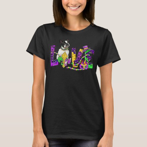 Mardi Gras Love Festival Leopard Boston Terrier Do T_Shirt