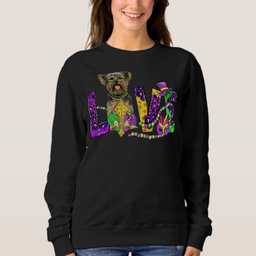 Mardi Gras Love Festival Leopard Cairn Terrier Dog Sweatshirt