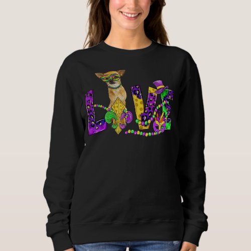 Mardi Gras Love Festival Leopard Chihuahua Dog Sweatshirt