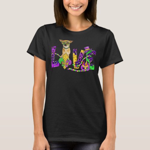 Mardi Gras Love Festival Leopard Chihuahua Dog T_Shirt