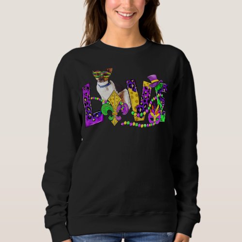 Mardi Gras Love Festival Leopard Rat Terrier Dog Sweatshirt