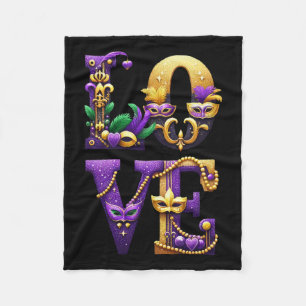 Mardi Gras Love Letters Outfit Costume Men Women M Fleece Blanket