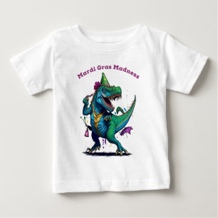 Mardi Gras Madness T Rex Dinosaur Bead Mardi Grawr Baby T-Shirt