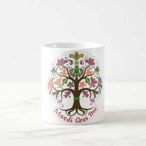 Mardi gras magical tree design coffee mug