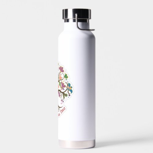 Mardi gras magical tree design water bottle