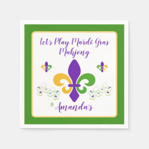 Mardi Gras Mahjong NAME Green Gold Purple Fleur de Napkins