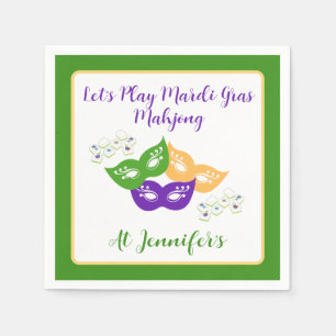 Mardi Gras Mahjong PERSONALIZE Green Gold Purple  Napkins
