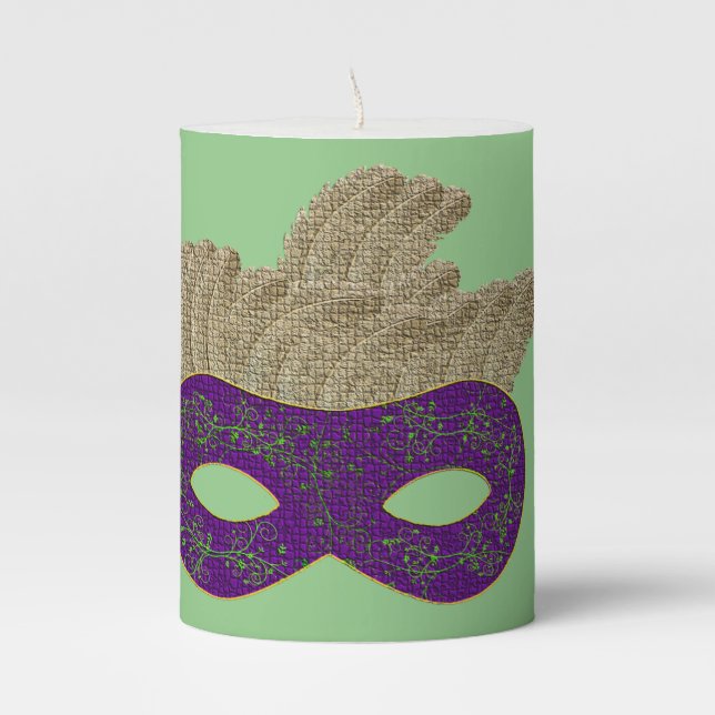 Mardi Gras Maks Pillar Candle (Front)