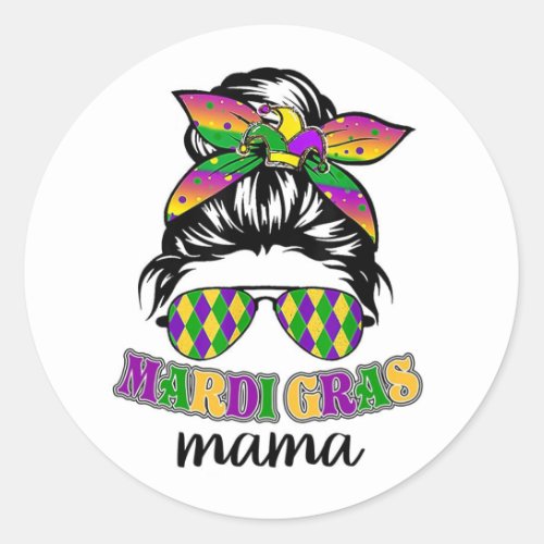 Mardi Gras Mama Classic Round Sticker