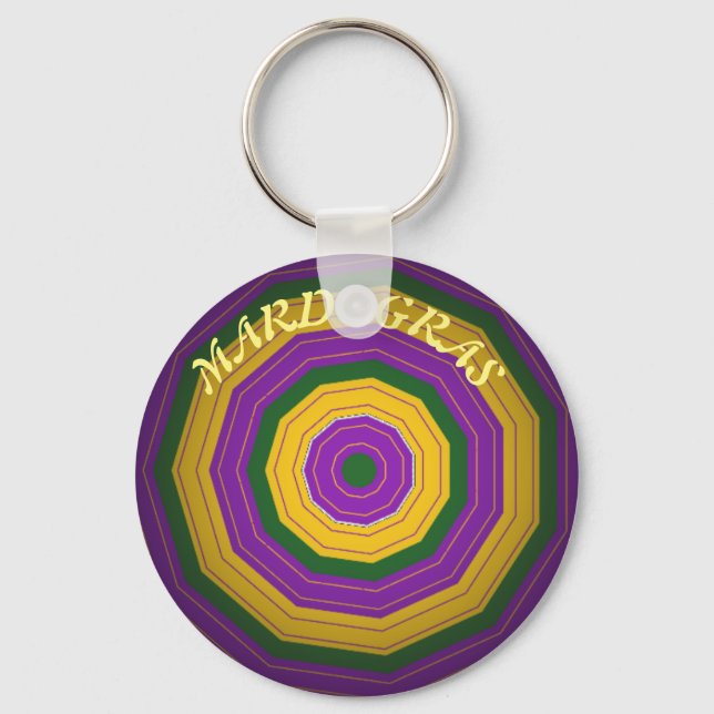 Mardi Gras, Mandala Pattern Colourful Keychain (Front)
