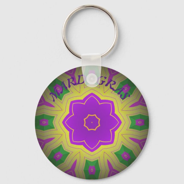 Mardi Gras, Mandala Pattern Colourful Keychain (Front)