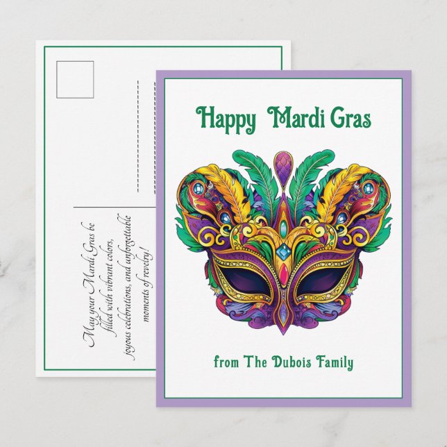 💚💜💛 Mardi Gras Mardi Magic Memo Postcard (Front/Back)