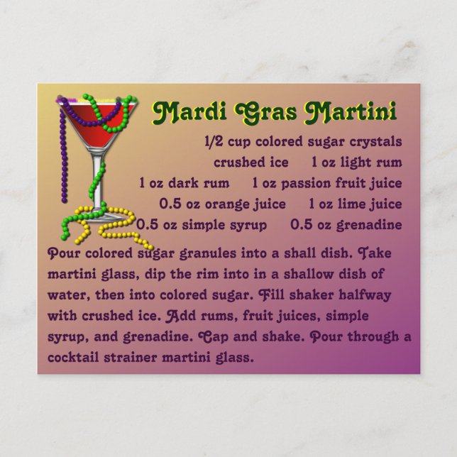 Mardi Gras Martini Postcard (Front)
