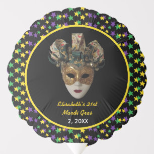 Mardi Gras Mask  21st Birthday Party Balloon