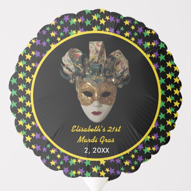 Mardi Gras Mask  21st Birthday Party Balloon (Front)