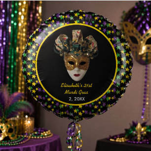 Mardi Gras Mask 21st Birthday Party Balloon
