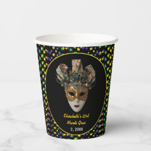 Mardi Gras Mask  21st Birthday Party Paper Cups