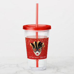 Mardi Gras Mask Acrylic Tumbler & Straw