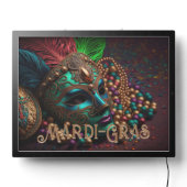 Mardi Gras Mask and Beads 2 LED Sign (Lights Off)