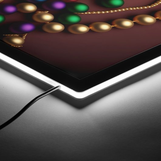 Mardi Gras Mask and Beads 3 LED Sign (Corner)