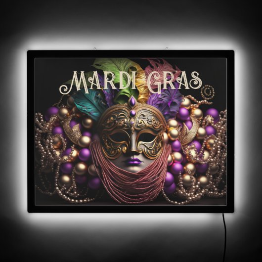 Mardi Gras Mask and Beads LED Sign (Front)