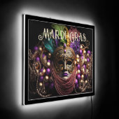 Mardi Gras Mask and Beads LED Sign (Angle)
