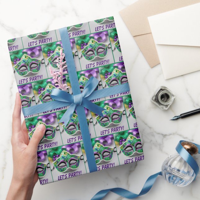 Mardi Gras Mask And Beads Wrapping Paper (Gifting)