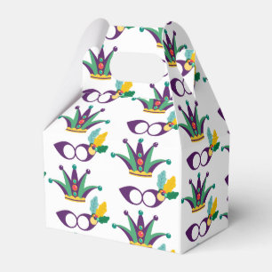 Mardi Gras Mask and Crown Festival Pattern Favor Boxes