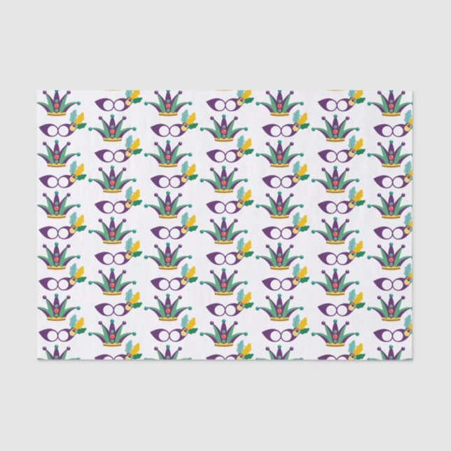 Mardi Gras Mask and Crown Festival Pattern Tissue Paper (Front)