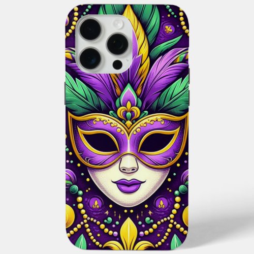 Mardi Gras maskbeadsfleur de lis iPhone 15 Pro Max Case