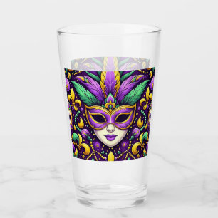 Mardi Gras mask/beads/fleur de lis Glass