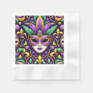 Mardi Gras mask/beads/fleur de lis Napkins
