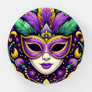 Mardi Gras mask/beads/fleur de lis Paperweight