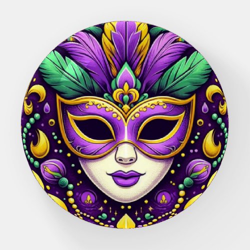 Mardi Gras maskbeadsfleur de lis Paperweight