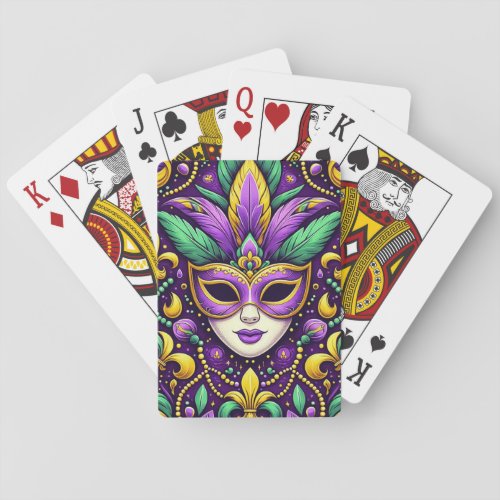 Mardi Gras maskbeadsfleur de lis Poker Cards