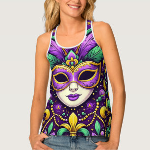 Mardi Gras mask/beads/fleur de lis Tank Top