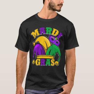 Mardi Gras Mask Beads Funny Carnival Party Women M T-Shirt
