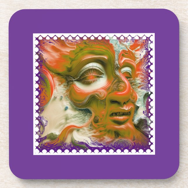 Mardi Gras Mask Beverage Coaster (Front)