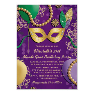 Mardi Gras Mask Birthday Card