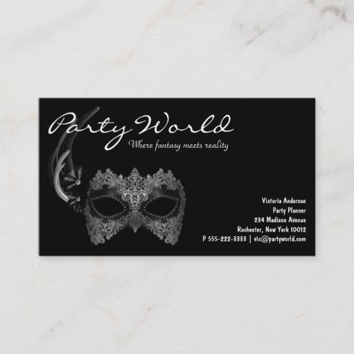 Mardi Gras Mask Black Business Cards