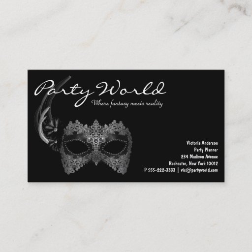 Customizable Mardi Gras Mask Black Business Cards