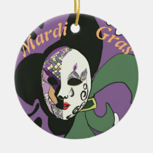 Mardi Gras mask Cake Ceramic Ornament