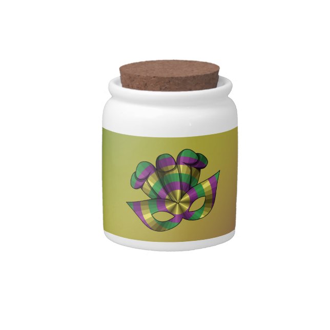 Mardi Gras Mask Candy Jar (Front)