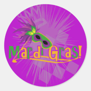 Mardi Gras Mask Classic Round Sticker
