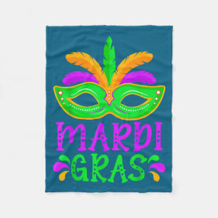 Mardi Gras Mask Colorful Carnival Design Fleece Blanket
