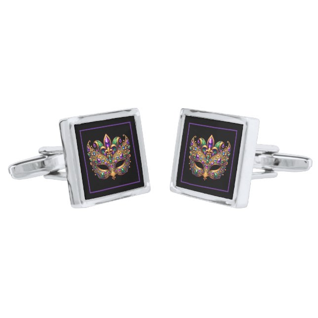 Mardi Gras Mask Cufflinks (Angled)